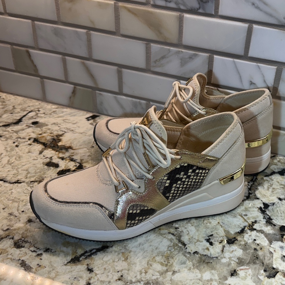 MICHAEL Michael Kors Cream and Gold Sneakers
